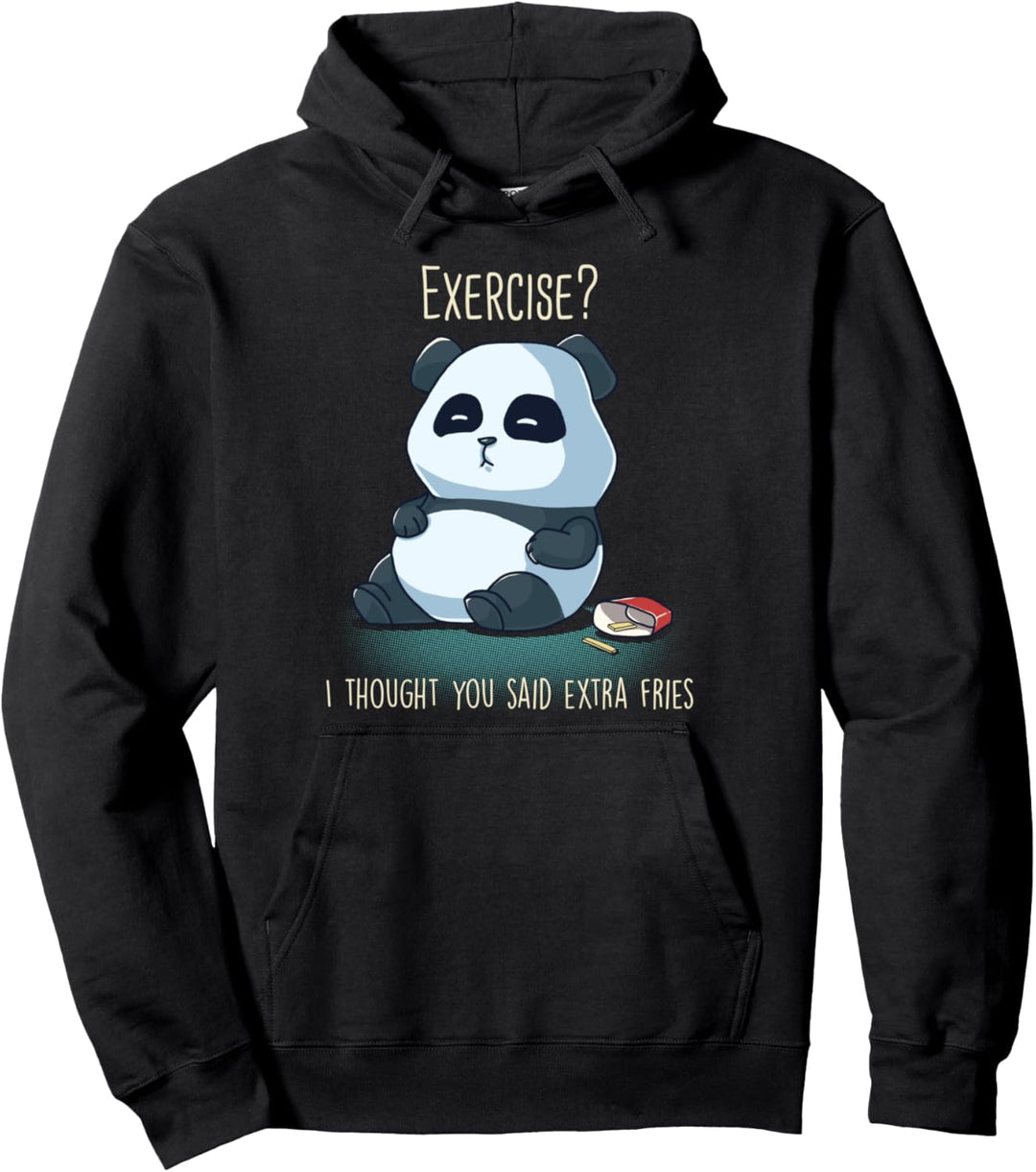 Übung I Thought You Said Extra Fries Lustiger Panda Bär Gym Pullover Hoodie