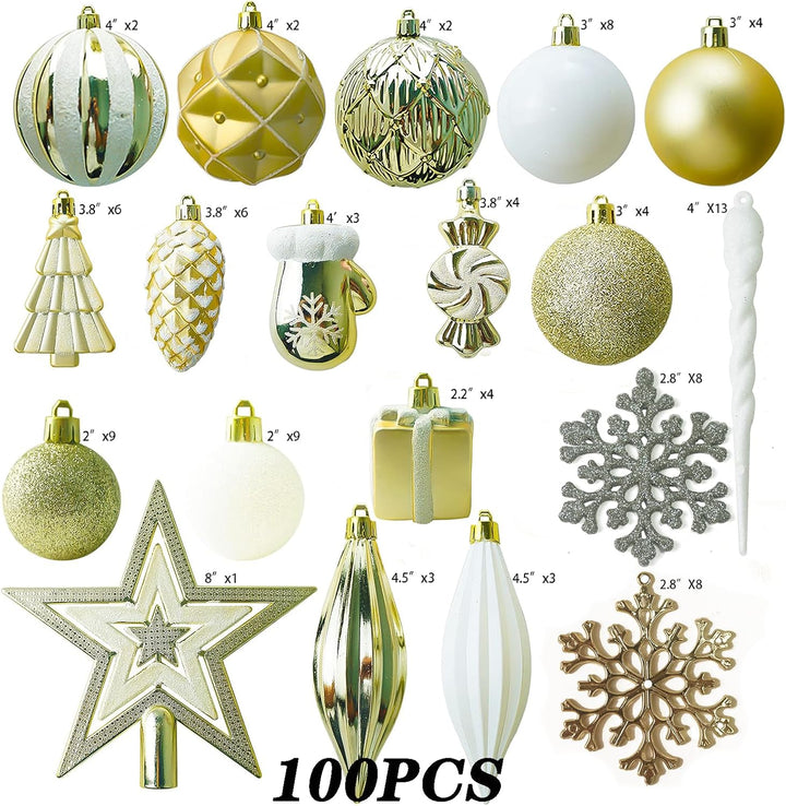 88PCS Weihnachtskugeln Ornamente für Weihnachtsbaum, zarte Weihnachtsdekoration Bastelset Bruchsiche