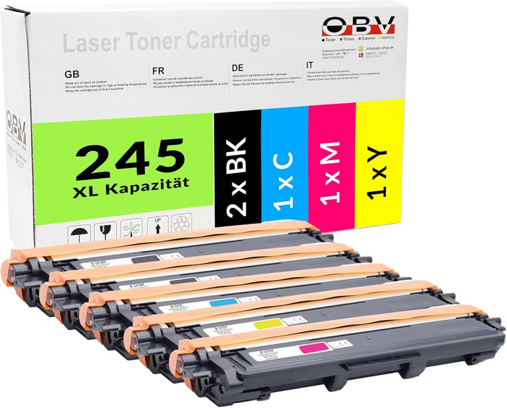 OBV 5X kompatibler Toner als Ersatz für Brother TN 241 / 245 TN-241BK TN-245C TN-245M TN-245Y für DC