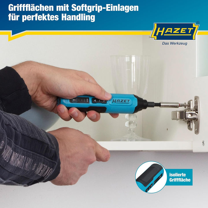 HAZET 9230B-2 Akku-Schrauber 1/4 Zoll, 4 Volt Lithium-Akku, 5 Newtonmeter max. Drehmoment, LED-Licht