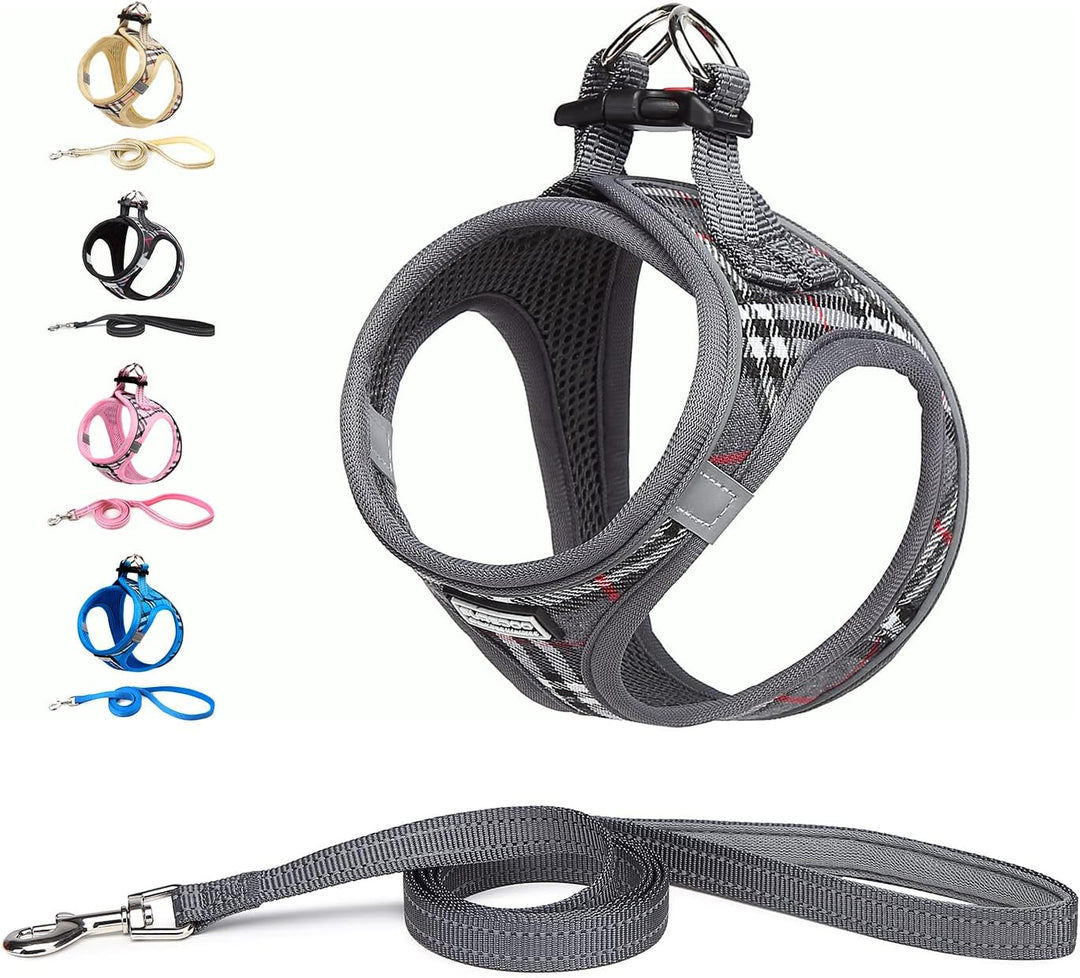 Suredoo Hundegeschirr Kleine Hunde mit Leine, Anti Zug Geschirr Reflektierend Atmungsaktiv Brustgesc