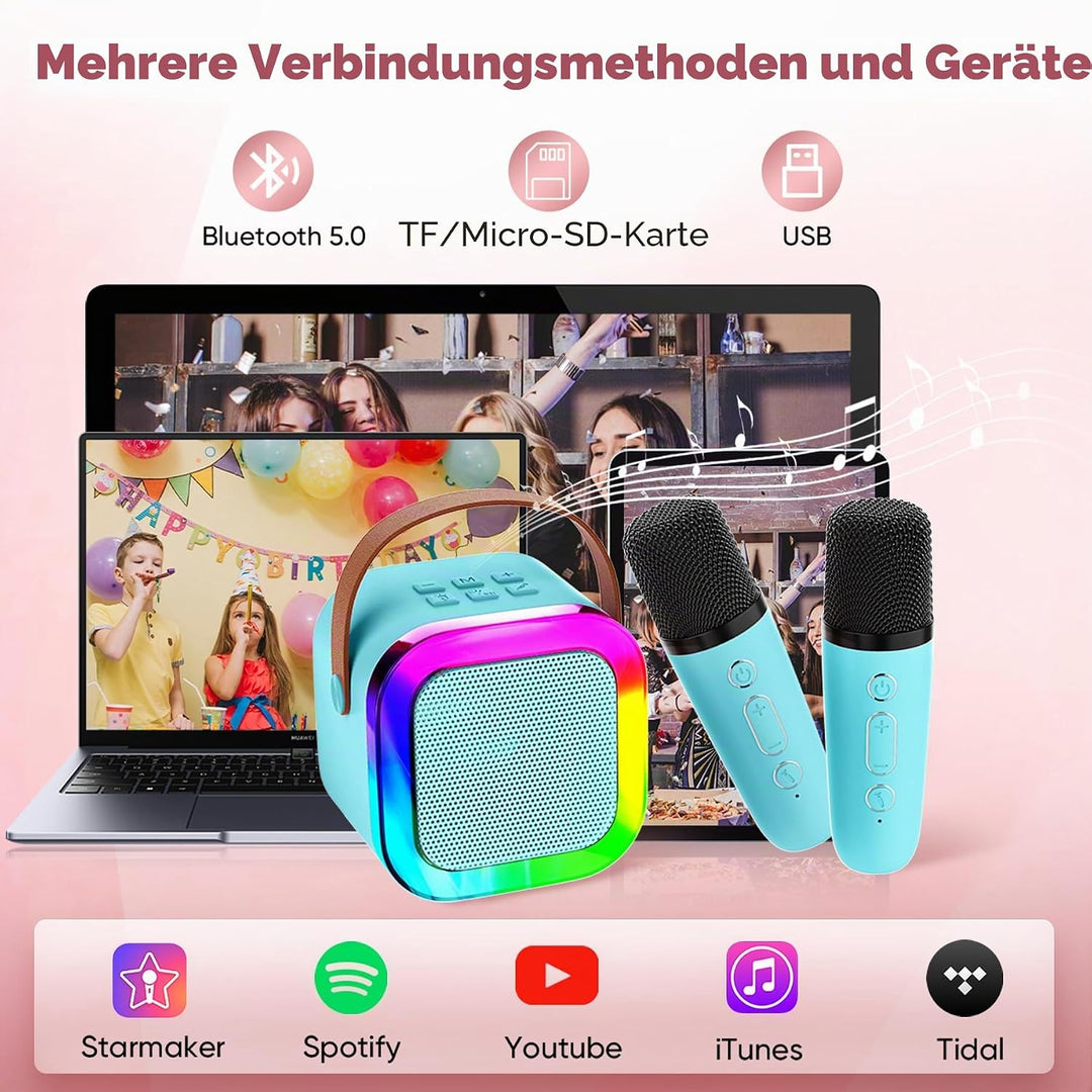 Karaoke-Maschine für Kinder Erwachsene, tragbare Kinder Karaoke-Lautsprecher mit drahtlosem Mikrofon