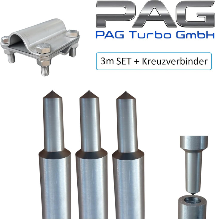 Tiefenerder Ø20mm V4A Edelstahl Erder 3m SET + Klemme - von PAG Turbo GmbH®, 3