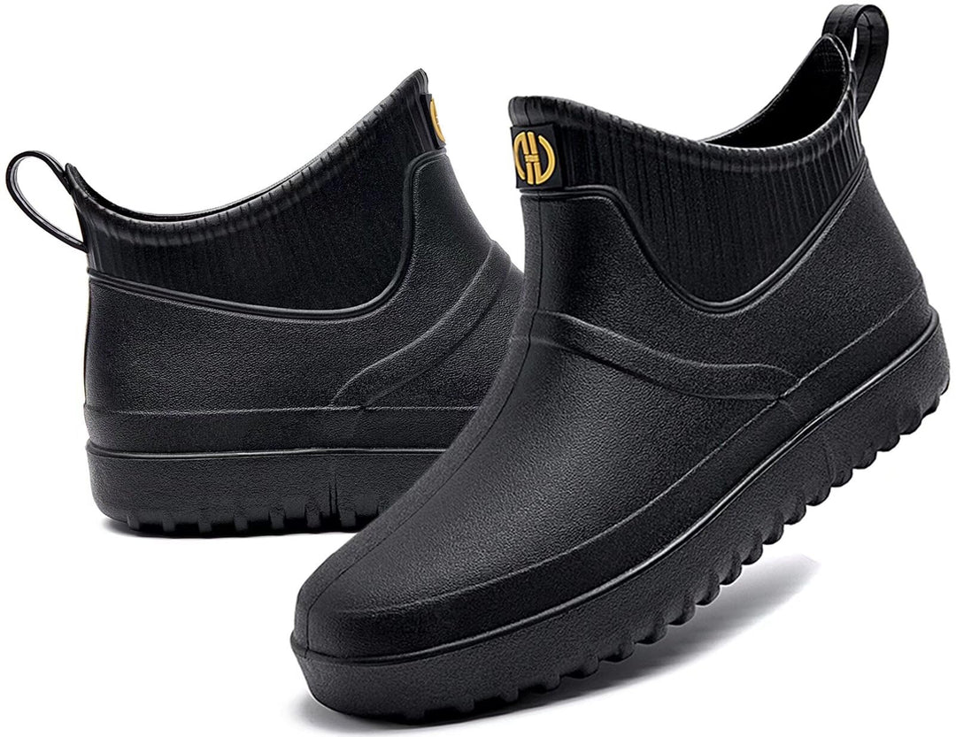 GURGER Herren Gummistiefel Kurz Wasserdicht rutschfest Stadt Regenstiefel 40 EU Schwarz A1, 40 EU Sc