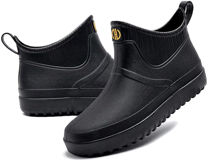 GURGER Herren Gummistiefel Kurz Wasserdicht rutschfest Stadt Regenstiefel 40 EU Schwarz A1, 40 EU Sc