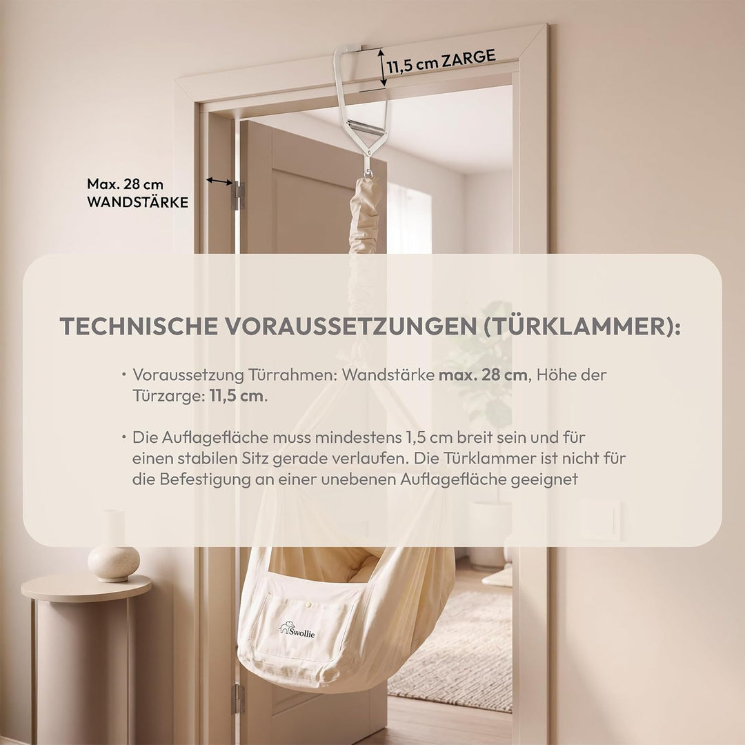 Federwiegen-Reise-Set | für Babys ab Geburt bis 15 Kg | Federwiege mit praktischer Türklammer | Bio-