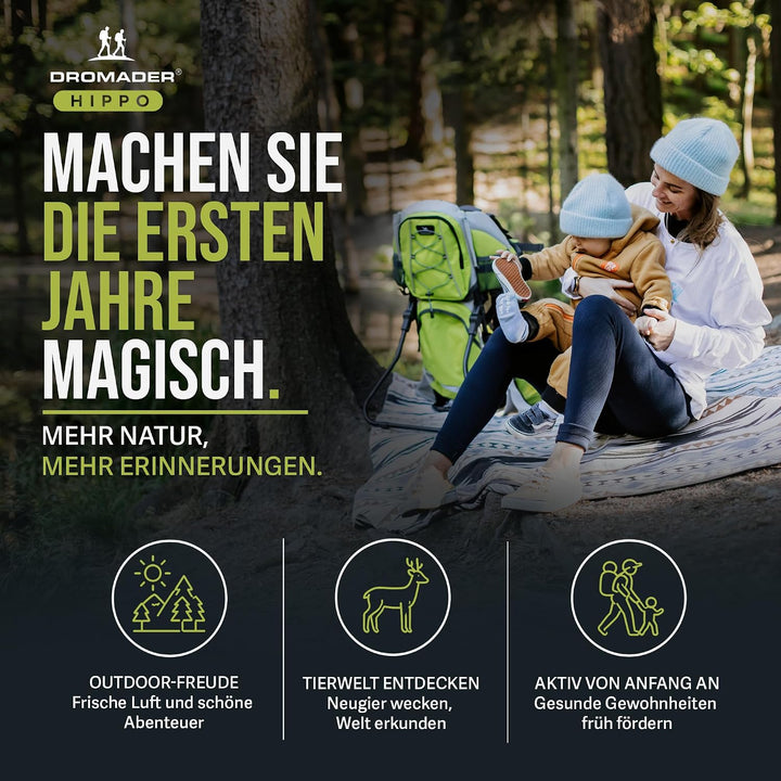 Dromader Kraxe kindertrage bis 22kg Grün, Grün