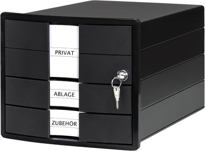 HAN Schubladenbox IMPULS 2.0 abschliessbar mit 3 geschlossenen Schubladen für DIN A4/C4 inkl. Beschr