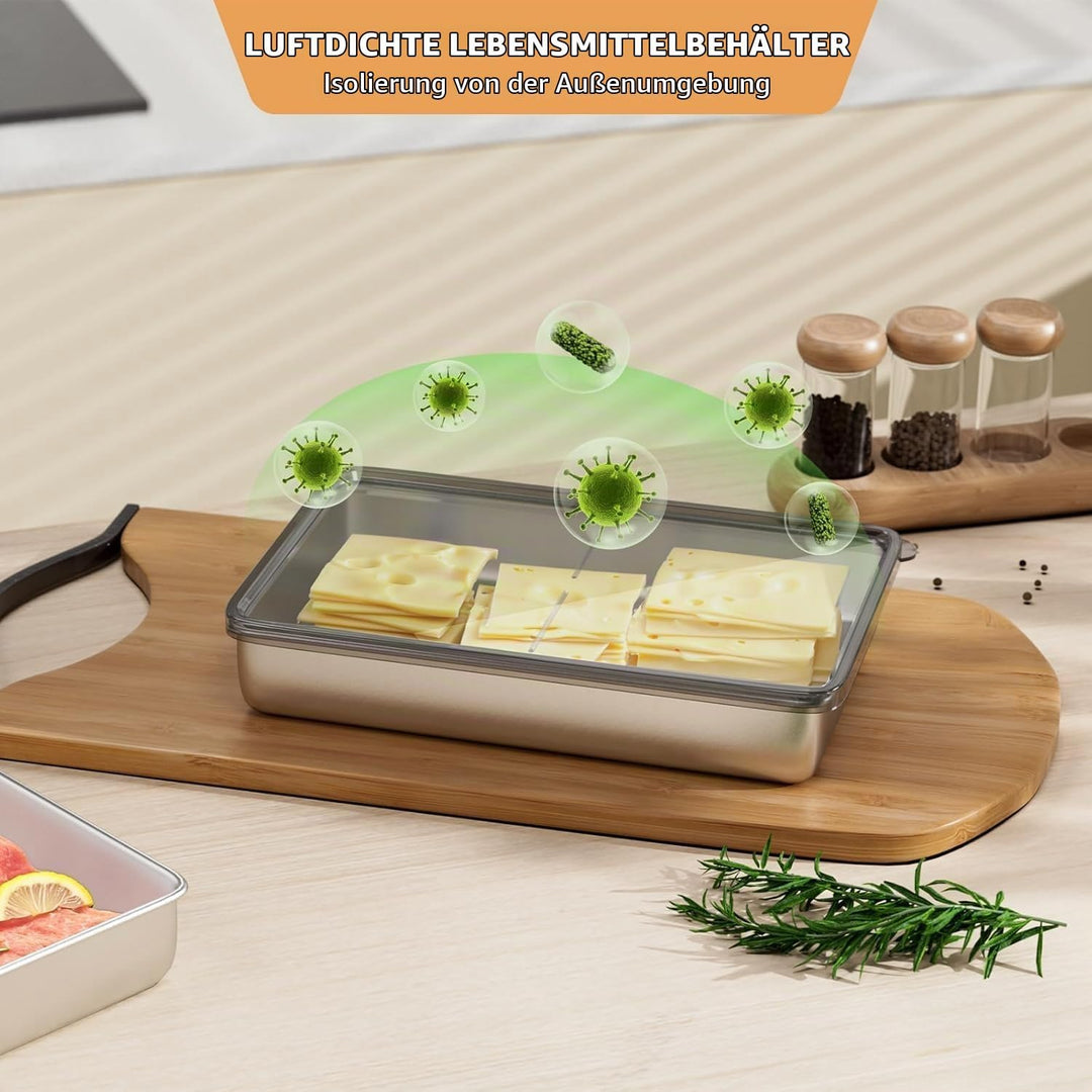 Set mit 3 Aufschnittboxen für Kühlschrank,Wurst Aufbewahrung Kühlschrank,Aufschnittbox,Kühlschrank O
