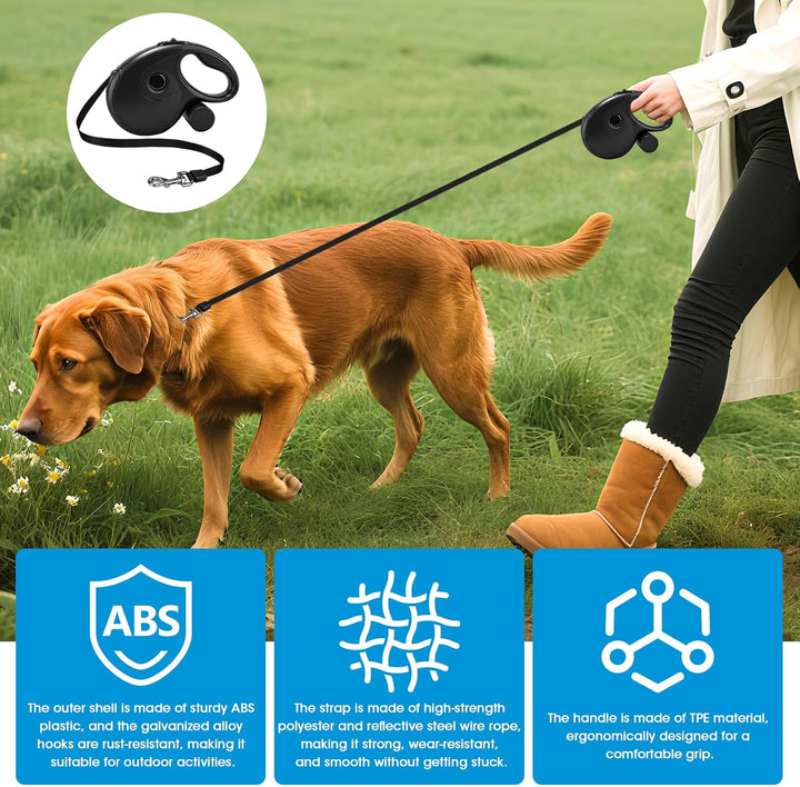 Ausziehbare Hundeleine 8 Meter, Flexible Nylonband-Leine für Training &amp; Spaziergänge, Starke automat