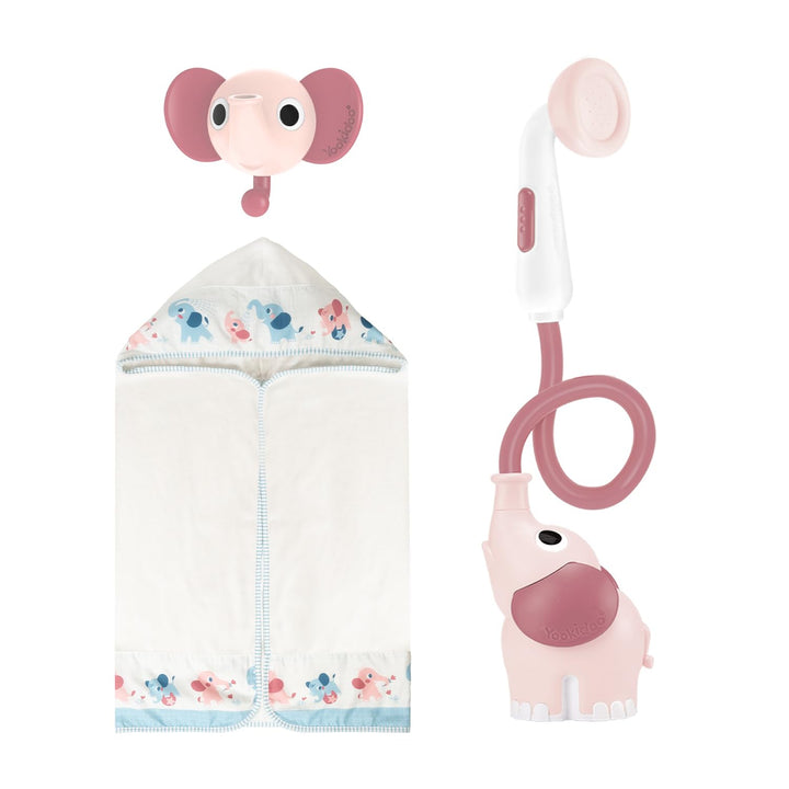 Yookidoo Duschkopf für Baby-Badewanne, Elefanten-Wasserpumpe mit Stammauslauf und Spüler, kontrollie