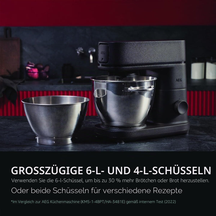 AEG Küchenmaschine KM7-1-4BPT, 1200 W, 10 Geschwindigkeitsstufen, Perlschwarz