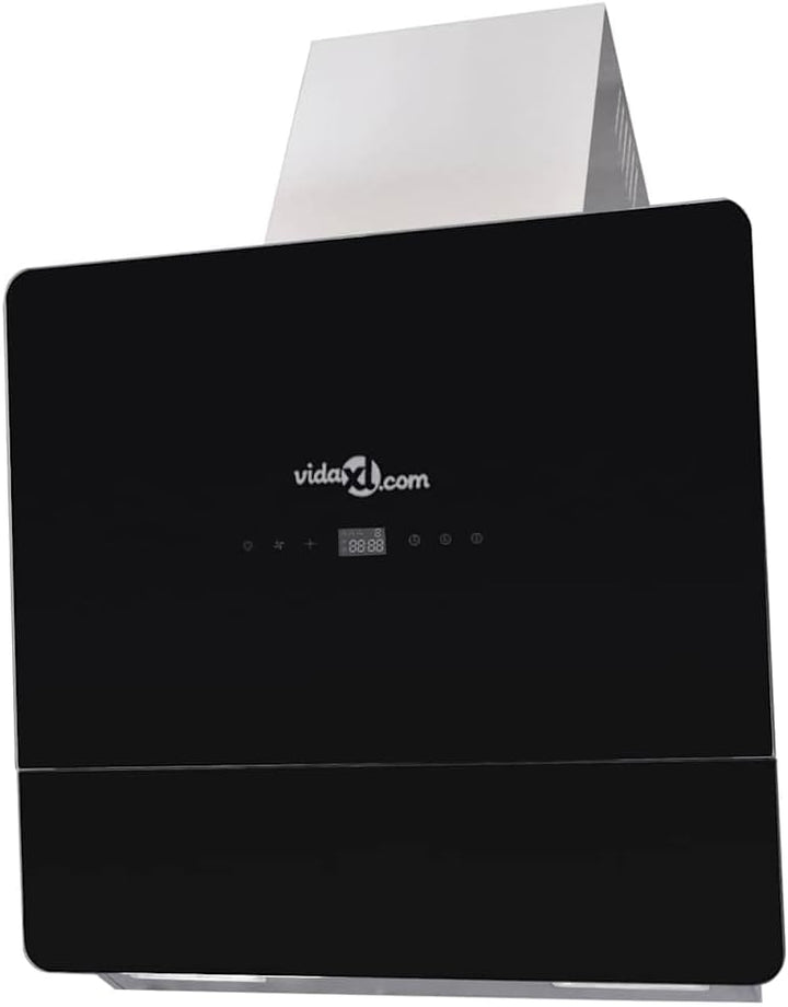 vidaXL Dunstabzugshaube Schwarz Hartglas mit Display 600 mm