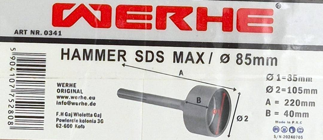 WERHE® Pfostenramme SDS Max 85 mm – Zum schnellen Einrammen von Star Pickets mit Abbruchhammer – Rob
