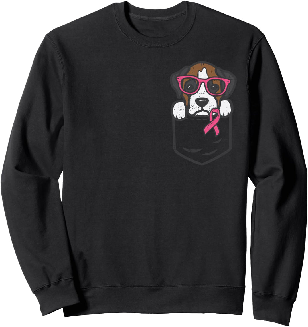 Pocket Boxer Hunde-Bewusstsein für Brustkrebs-Bewusstsein Sweatshirt