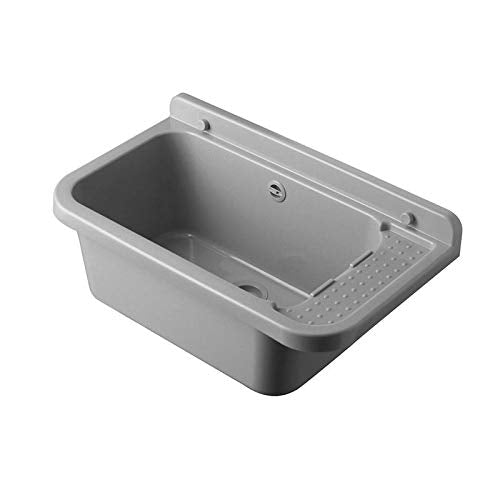 Waschbecken Ausgussbecken 59 cm x 34 cm x 21 cm Spülbecken Waschtrog mit Überlauf Waschbecken für Ge