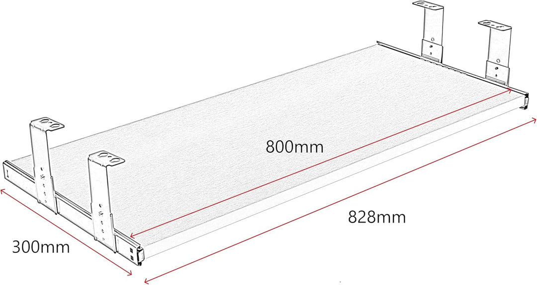 FIX&amp;EASY Tastaturauszug Up&amp;Down-XL, Tastaturablage 800X300mm buche Holz massiv Auszugschienen mit Ei