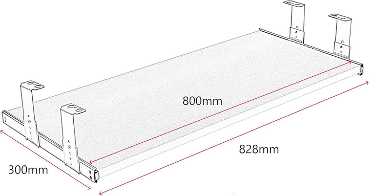 FIX&amp;EASY Tastaturauszug Up&amp;Down-XL, Tastaturablage 800X300mm buche Holz massiv Auszugschienen mit Ei