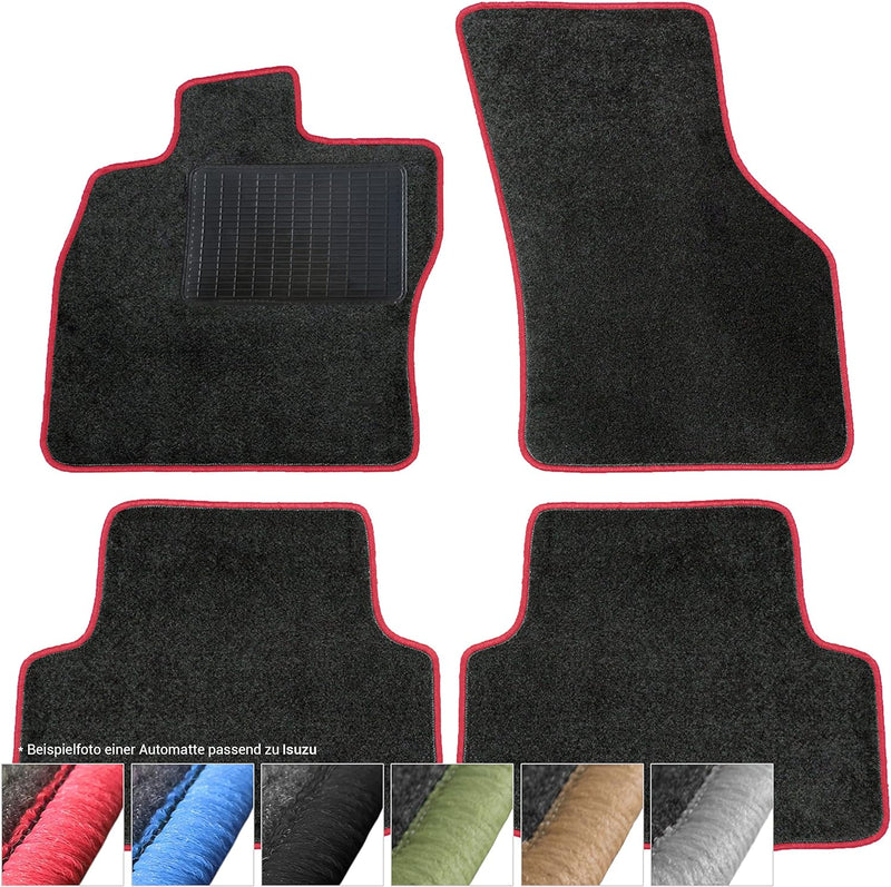 Fussmatten Auto Velours Autoteppiche Schwarz Automatten Set 4-teilig passend für Isuzu D-max ab 2011