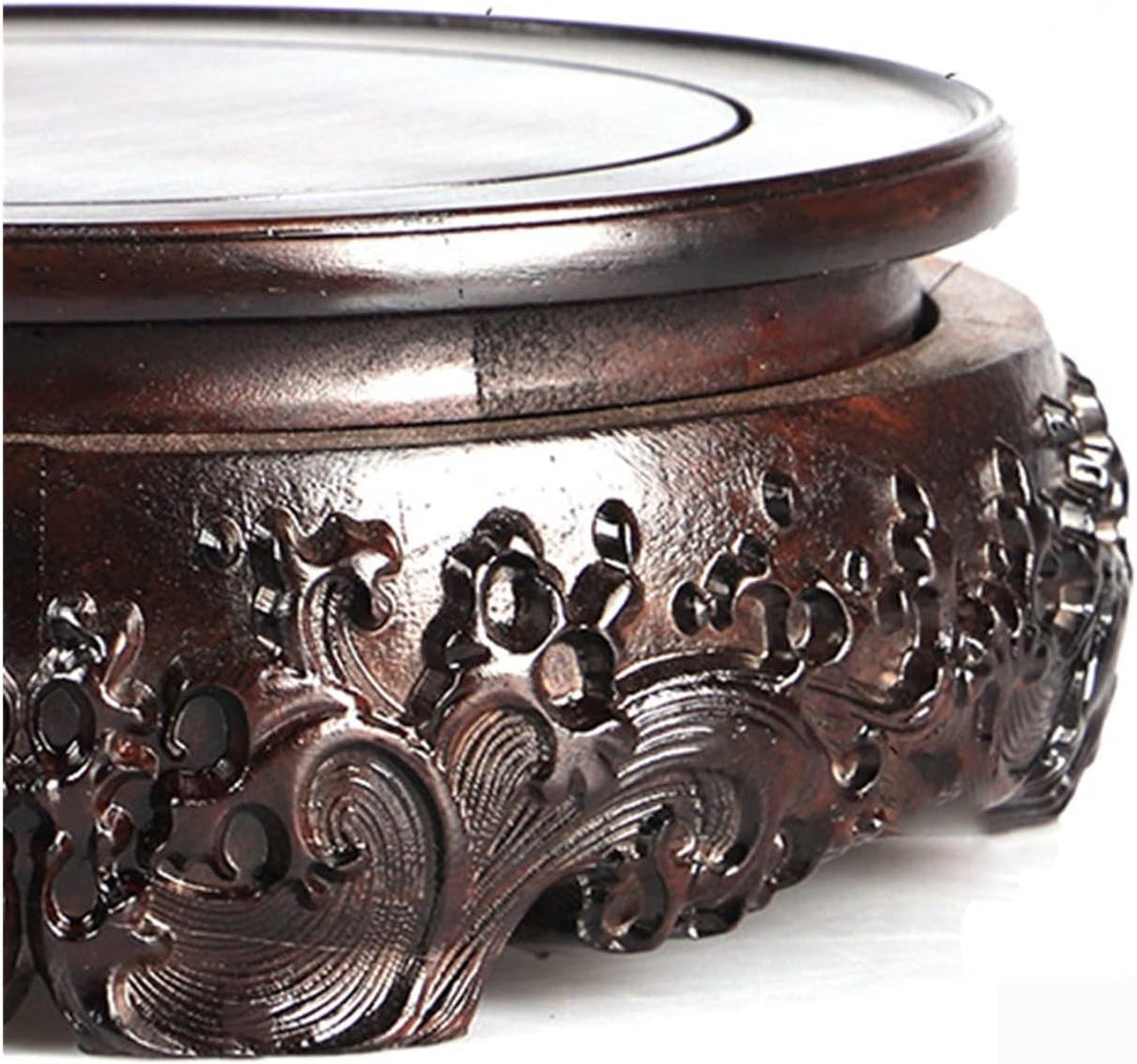 WENMENG2021 Bonsai Ständer Hölzerne Vase Base Carved Base Buddha Statue Stein Pflanze Display Stand