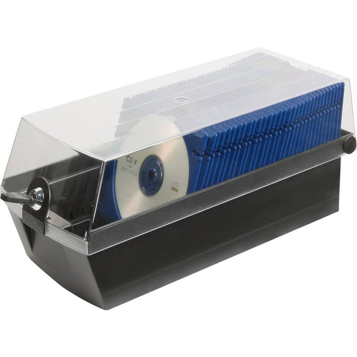 HAN 9260-13, CD-Box MÄX 60, Profibox für 60 CD/DVDs, Sicher mit Schloss und 2 MÄX Trays, schwarz Sch