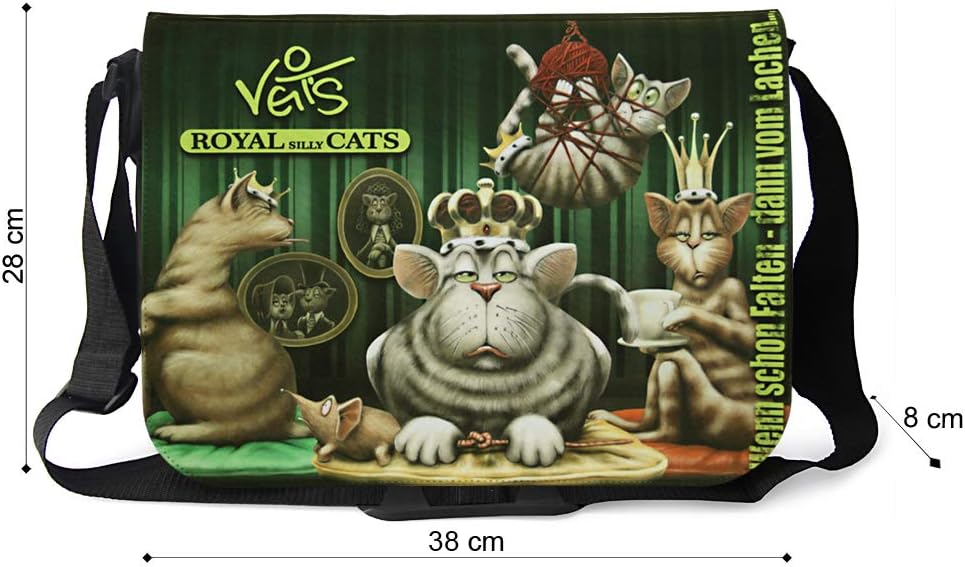 Veit's Gute Laune Tasche Schultertasche Laptoptasche Schultasche College Tasche mit Katzen-Motiv Roy