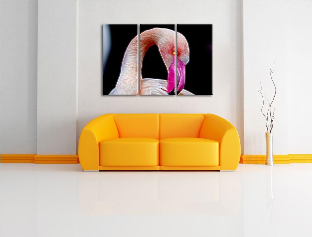 Dark Flamingo beim Putzen Spezial 3-Teiler Leinwandbild 120x80 Bild auf Leinwand, XXL riesige Bilder