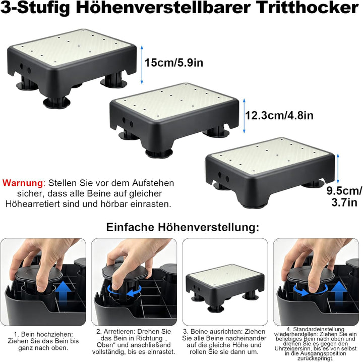 rutschfest Halbstufe, Nachleuchtende Trittstufe, Höhenverstellbarer Tragbare Tritthocker Max 250 Kg,