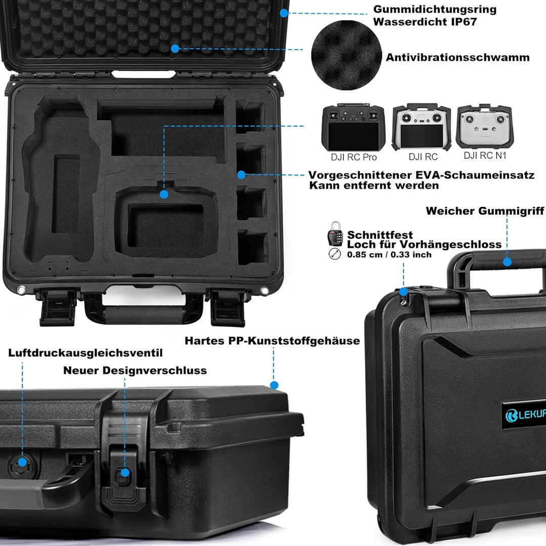 LEKUFEE Wasserdichter Hartschalenkoffer für DJI Mavic 3 Pro/DJI Mavic 3 Classic/DJI Mavic 3/Combo/Ci