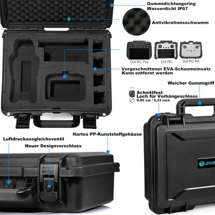 LEKUFEE Wasserdichter Hartschalenkoffer für DJI Mavic 3 Pro/DJI Mavic 3 Classic/DJI Mavic 3/Combo/Ci