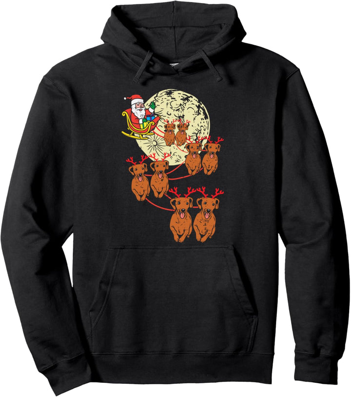 Reindeer Dachshund Santa Christmas Pet Weiner Dog Xmas Gift Pullover Hoodie