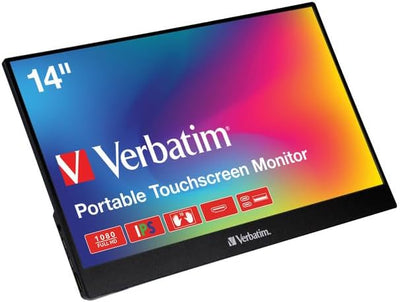Verbatim PMT-14, Portable Touchscreen Monitor, mobiler 14" Full HD Bildschirm für Laptop, Tablet, Sm