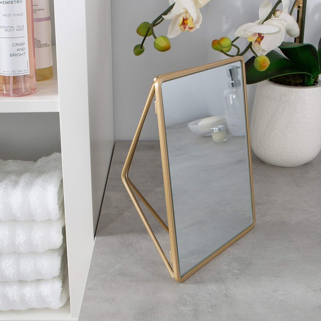 Bath Bliss Freistehender geometrischer Kosmetikspiegel, horizontal oder vertikal, für Make-up und Ra