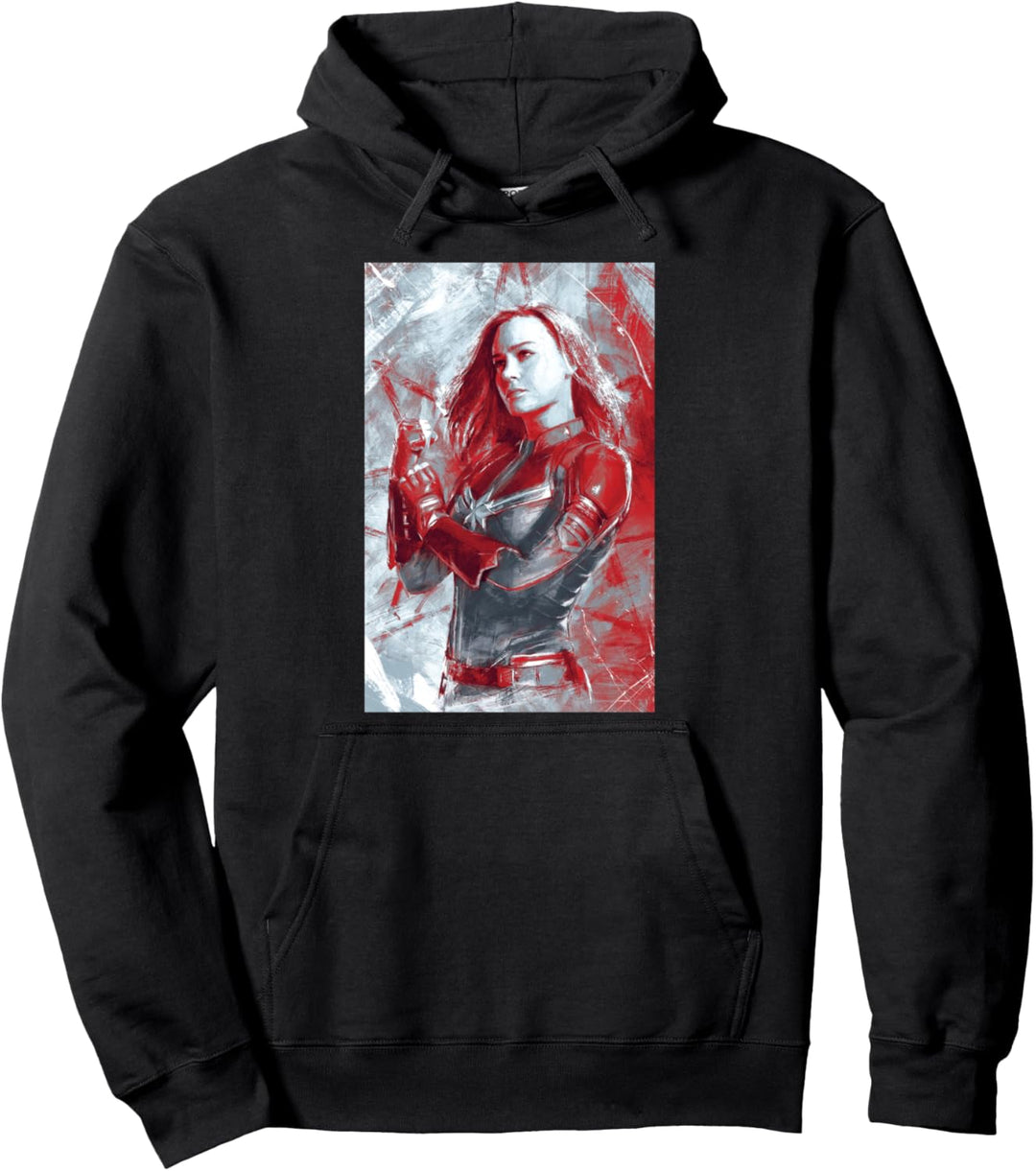 Marvel Avengers Captain Marvel Red Painted Portrait Pullover Hoodie