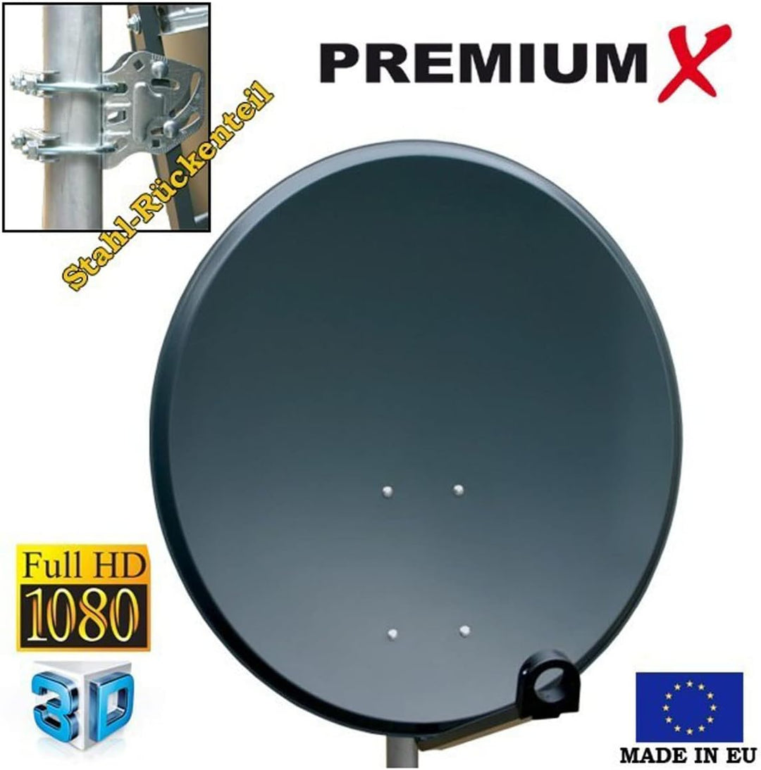 PremiumX Camping Sat Anlage 45cm Antenne Single LNB 10m Koaxialkabel 2X F-Stecker Camping Wohnwagen