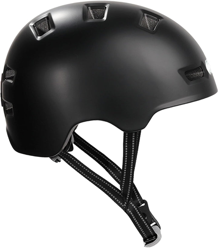 Crazy Safety Vertigo Matt Schwarz Fahrradhelm mit Vorder- und Rücklicht USB | Skater-Helm für Roller