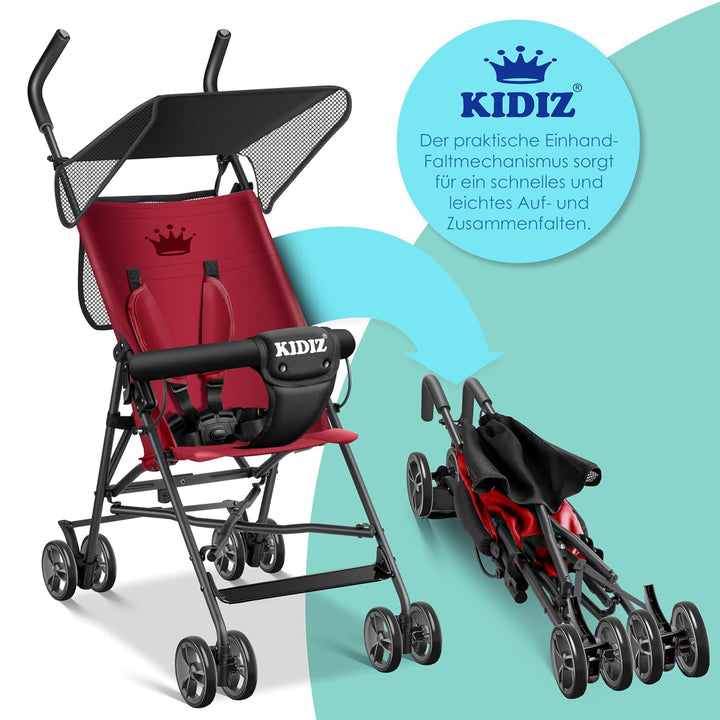 KIDIZ® Kinderwagen CITY Buggy Kinderbuggy klappbar Sportwagen Faltbar 360° 4-Zoll-Räder Inkl. Sonnen
