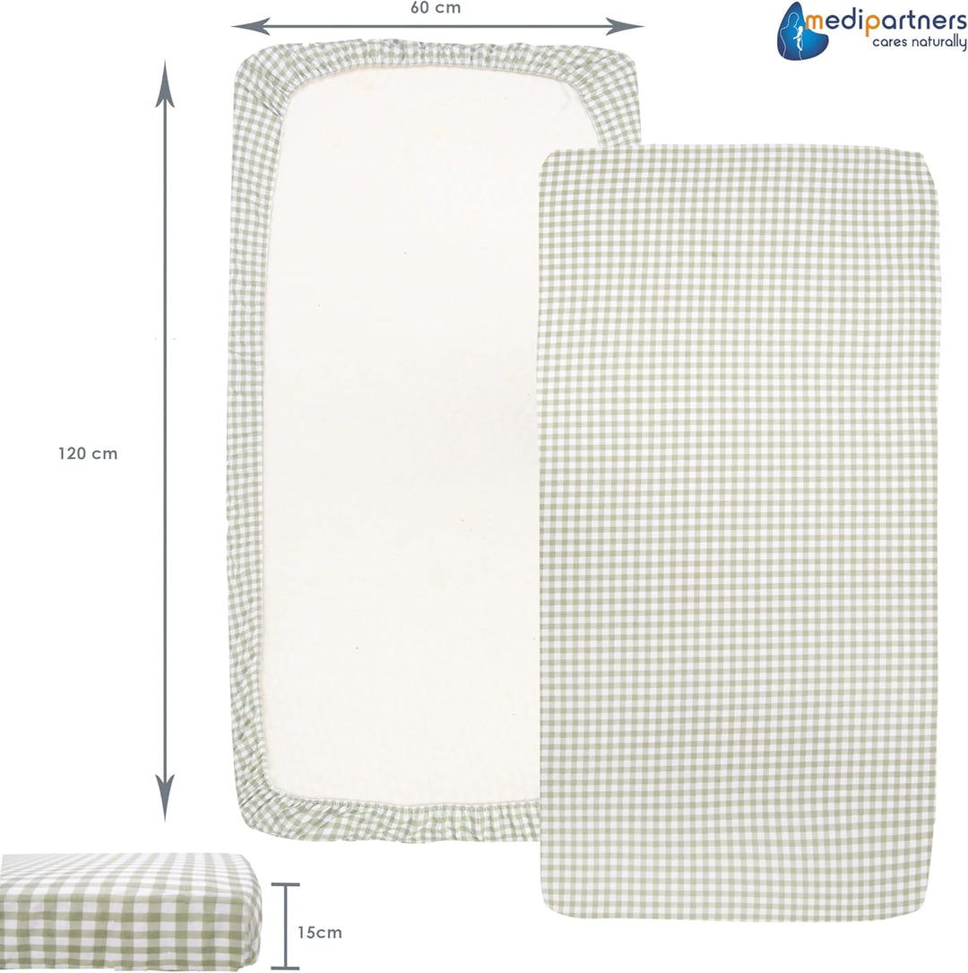 Medi Partners 3er-Set Spannbettlaken Spannbetttuch 60x120cm 100% Baumwolle Baby Bettwäsche Babymatra