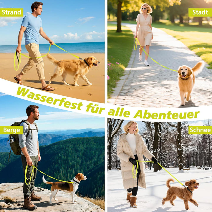 X XBEN Wasserfest Schleppleine für Hunde,15M Gummierte Schleppleine mit Abschliessbarer Karabine, Hu