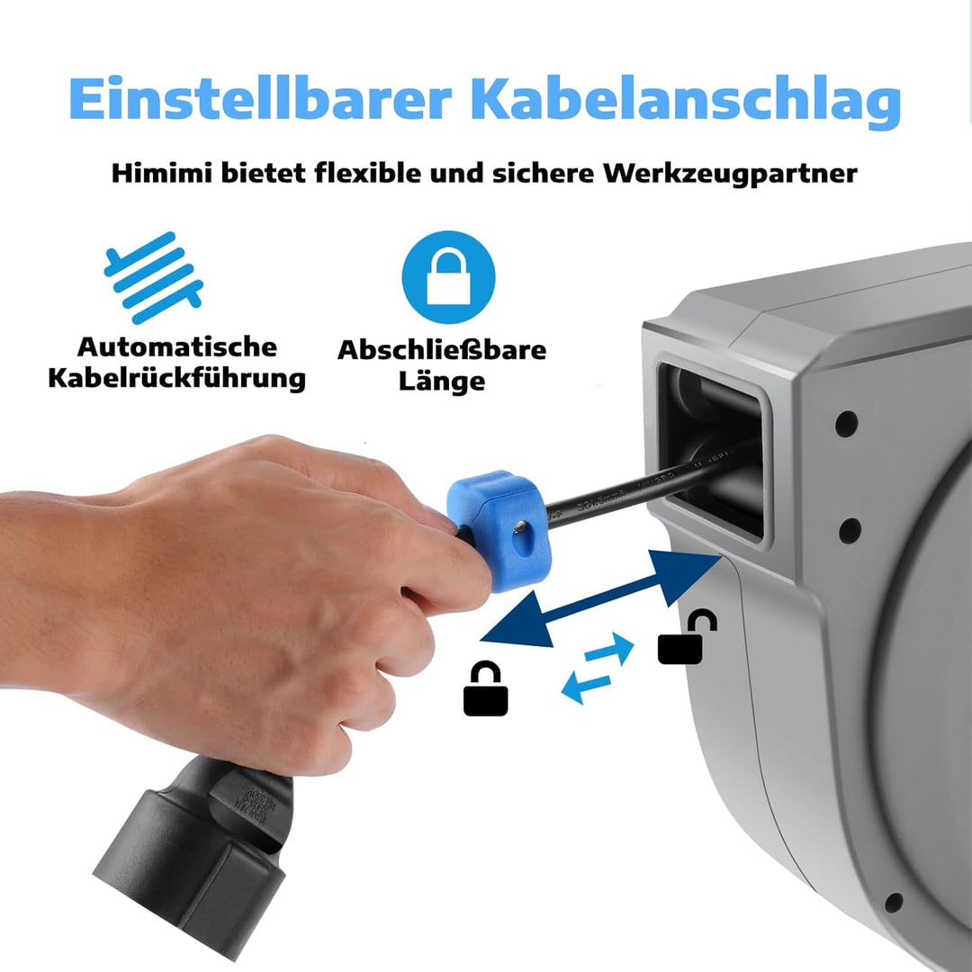 Himimi Automatik Kabeltrommel | 180° Wand Und Decke Montierte Einziehbare Stromtrommel | Geeignet fü
