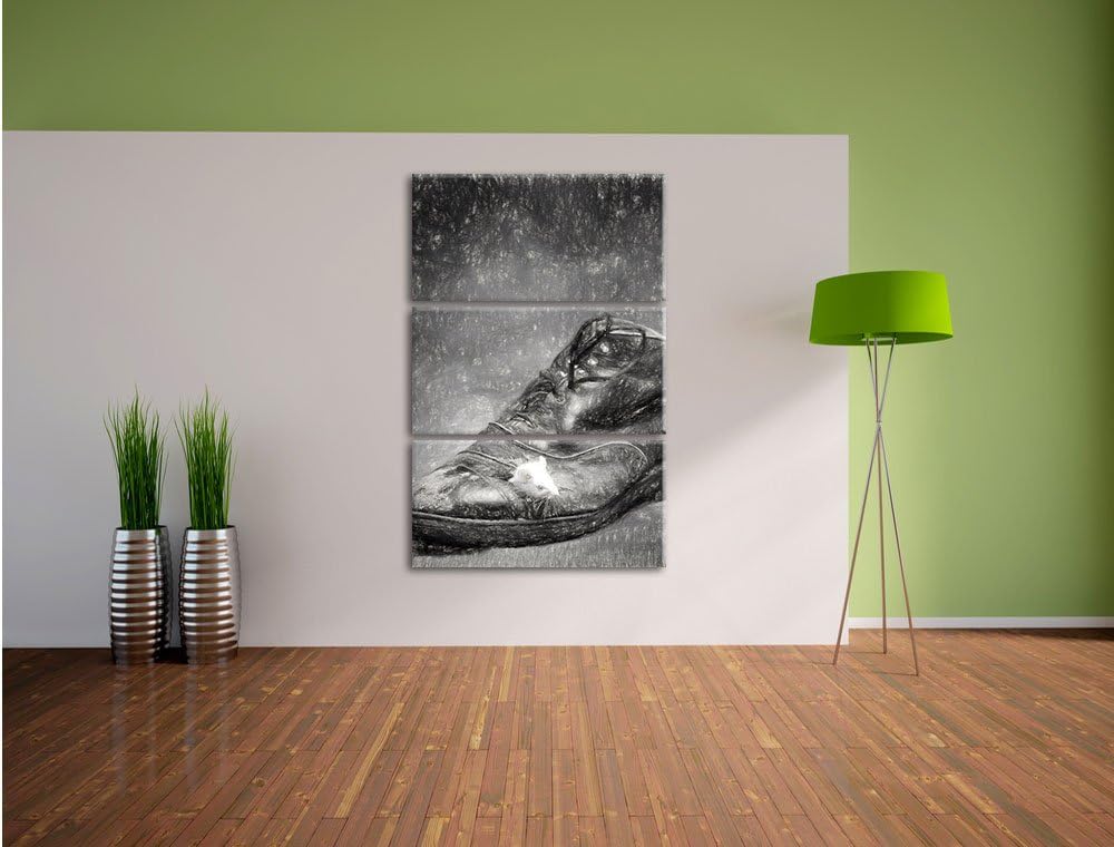 Pixxprint Maus im Schuh als Leinwandbild/Grösse: 3 Teilig (120x80) cm/Wandbild/Kunstdruck/fertig bes