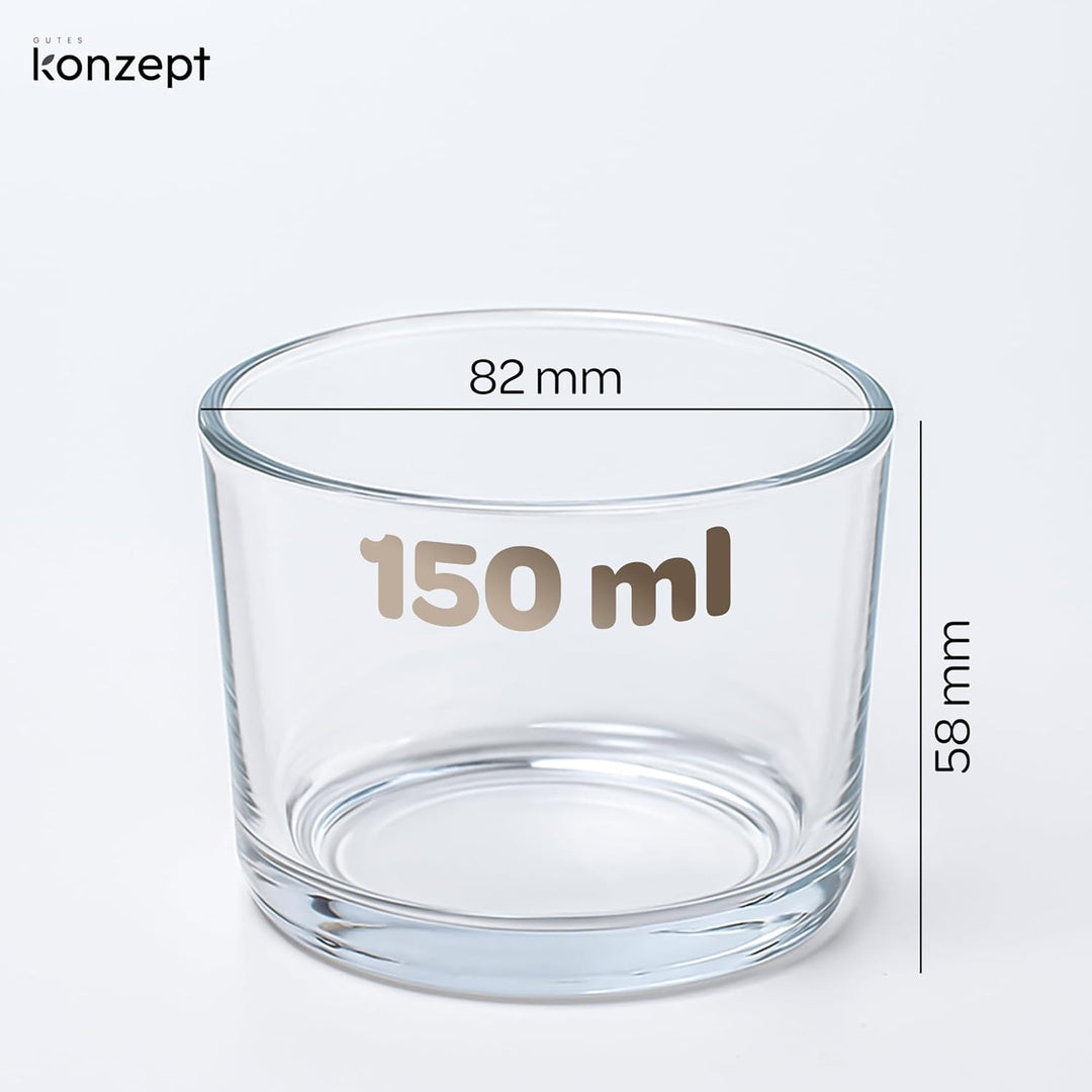 6er Set Kerzengläser 150ml, Kerzen Gläser leer zum Giessen – ideal für Duftkerzen, Wachsgiessen und