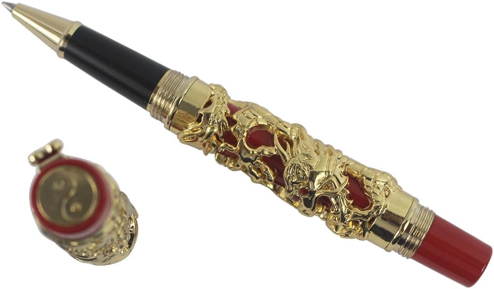 Abcsea Sammler Luxus Geschnitzten Drachen Und Phoenix Rollerball - Gold & rot, Gold & rot