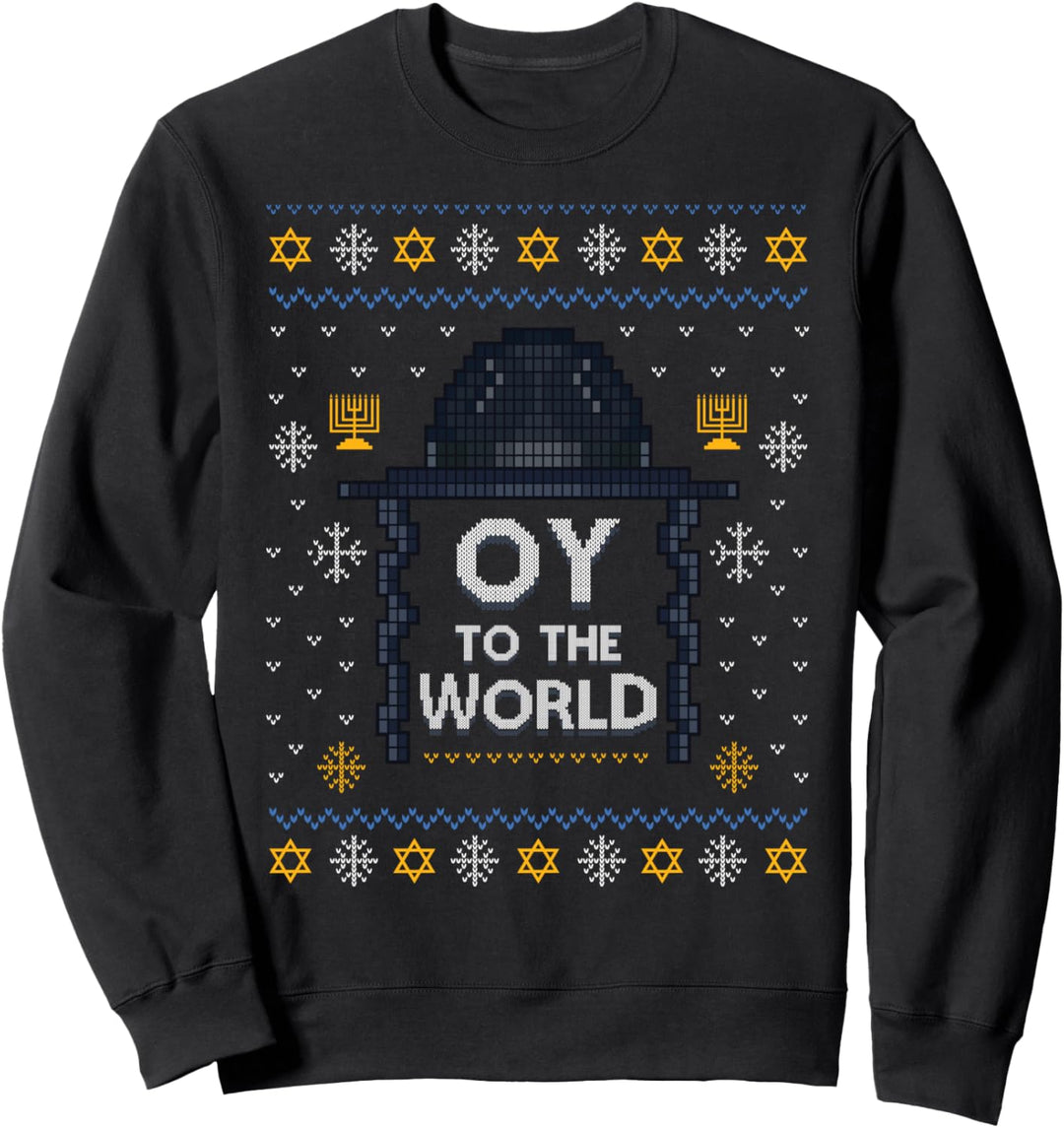 Oy To The World Chanukkah Jüdischer Ugly Christmas Sweater Sweatshirt