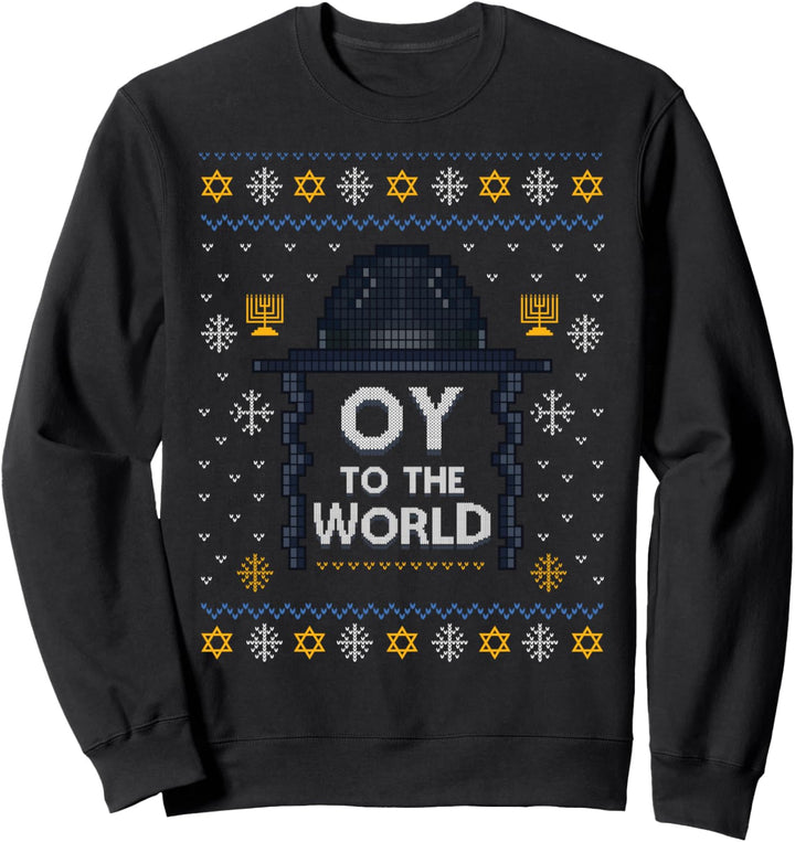 Oy To The World Chanukkah Jüdischer Ugly Christmas Sweater Sweatshirt