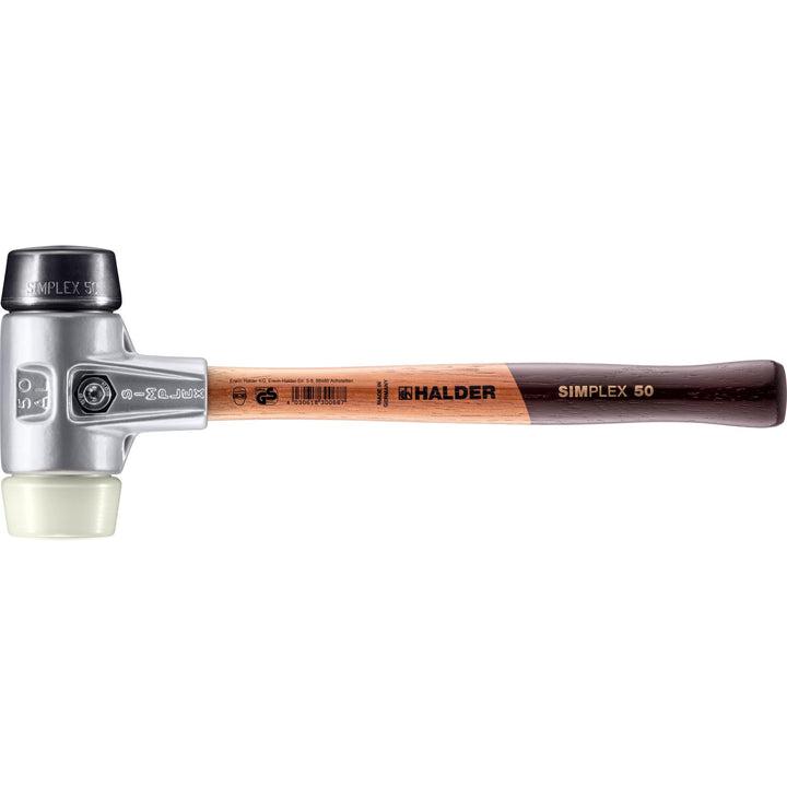 SIMPLEX-Schonhammer, Gummikomposition/Nylon; mit Aluminiumgehäuse und hochwertigem Holzstiel | D=50