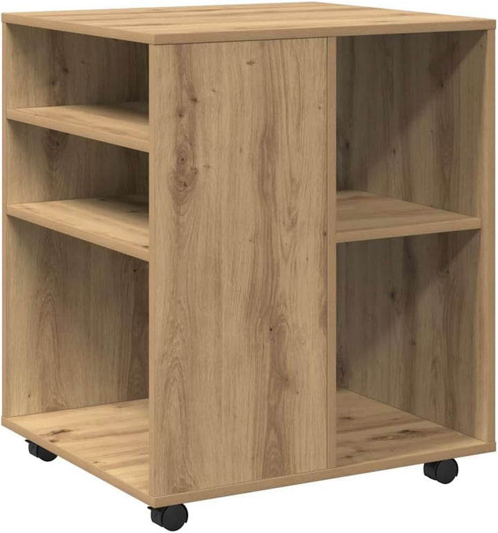 Rollschrank Artisan-Eiche 60x53x72 cm Holzwerkstoff Rollcontainer mit Regalen Mobiler Aktenschrank m