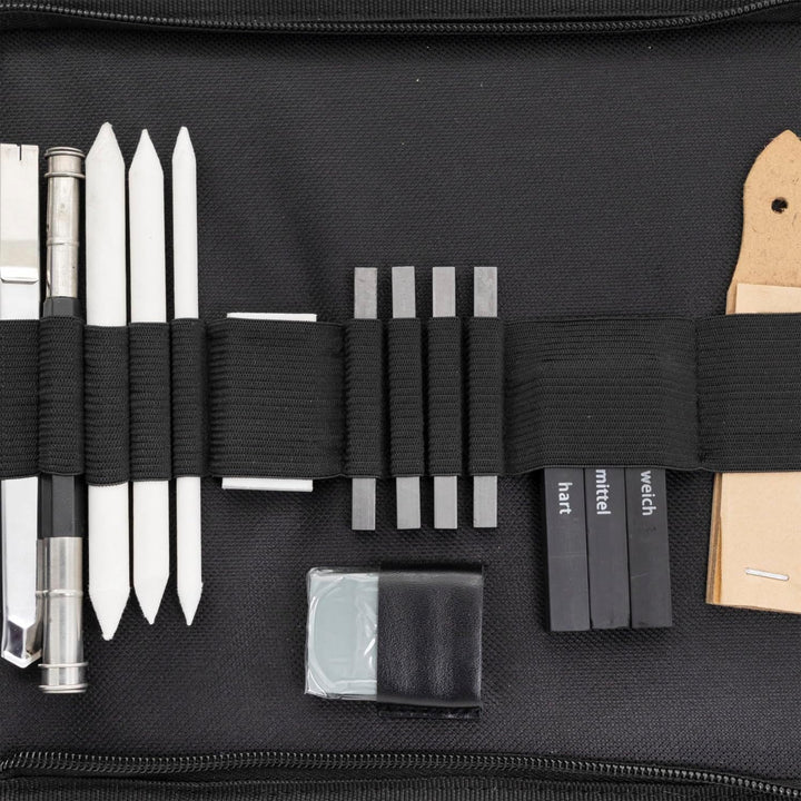 Idena 60065 - Zeichenset, 34 Teile in praktischer Aufbewahrungstasche, Zeichenzubehör-Set ideal für
