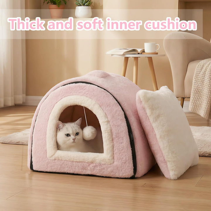 Katzenbett für Hauskatzen, faltbare Katzenhöhle, rutschfeste und wasserabweisende Unterseite, Katzen