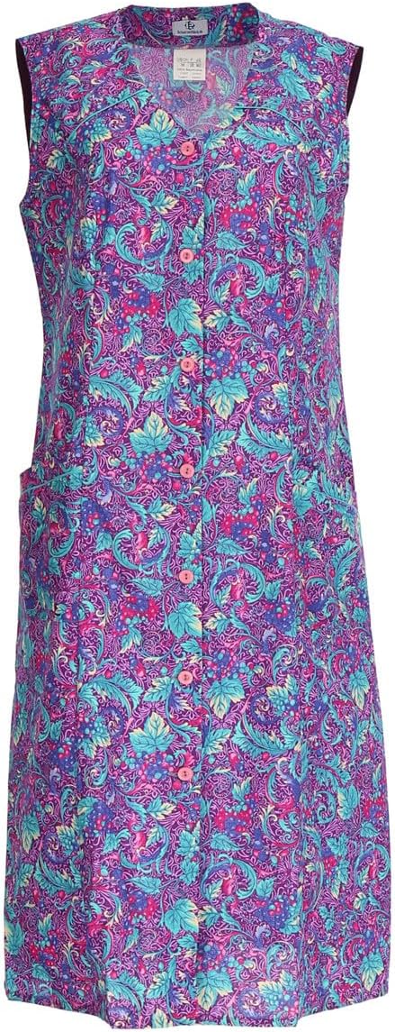 Knopfkittel Baumwolle bunt Kochschürze Hauskleid Kittel Schürze ohne Arm 40 bordeauxviolett, 40 bord